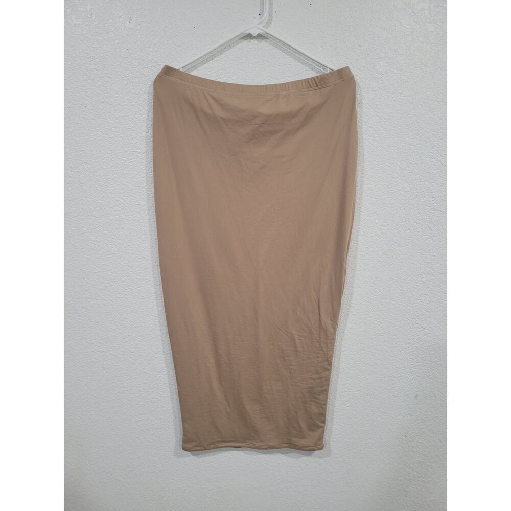 Naked Wardrobe Women's Tan Full Length Skirt size 2X Super Stretchy #P2‎